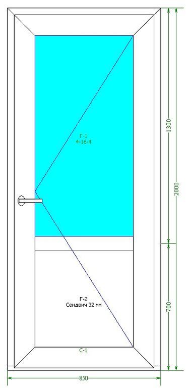 Чертеж пластиковой двери