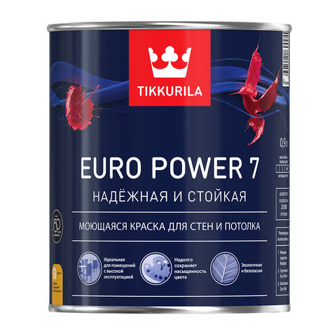 КРАСКА TIKKURILA Euro Power 7 (C) 9Л моющаяся