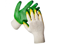 Перчатки трикотажные с двойным латексным обливом, зеленые