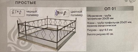 Бордюрная оградка ритуальная простая ОП 01