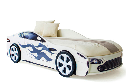 Кровать-машина с подъемным механизмом Бондмобиль белая