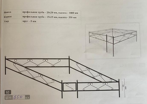 Оградка ритуальная кованая Б3