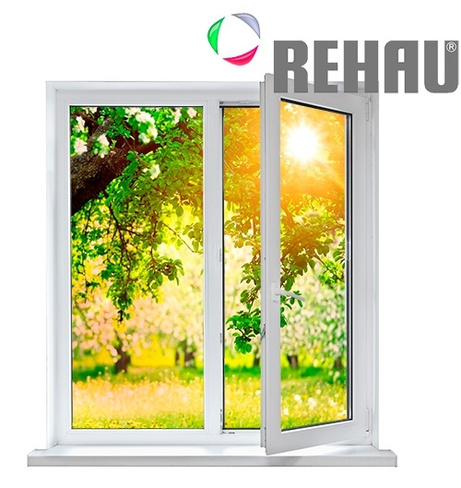 Окно Rehau Blitz design 1300x1400 двухстворчатое с монтажом для коттеджа
