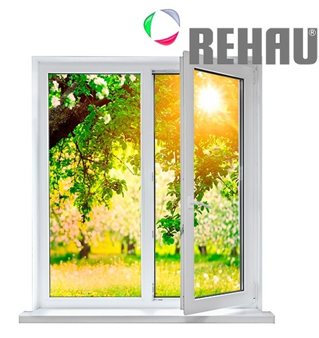 Окно Rehau termo 60 1300x1400 двухстворчатоес монтажом кирпич