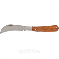Нож садовый, 170 мм складной, изогнутое лезвие, деревянная рукоятка PALISA