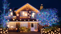 Новогоднее украшение домов, коттеджей электрогирляндами
