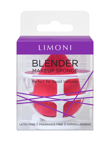 Спонж для макияжа в наборе с корзинкой красный, Limoni LIMONI
