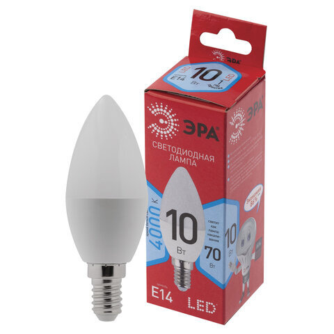 Лампа светодиодная ЭРА 1070Вт цоколь Е14 свеча нейтральный белый 25000 ч LED B35-10W-4000-E14 Б0049642