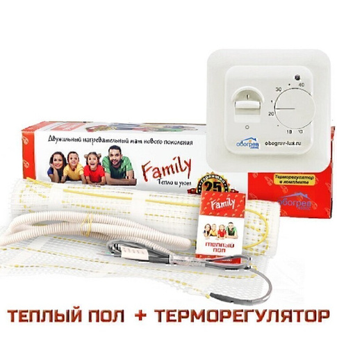 Теплый пол ОБОГРЕВ ЛЮКС Family с терморегулятором 600 Вт-4 м2