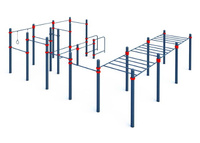 Рукоход разноуровневый, каскад турники классического хвата, брусья ВС.01.11