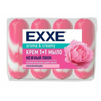 Крем+мыло Exxe 1+1 "Нежный пион" розовое полосатое, 4 шт*90 г. EXXE
