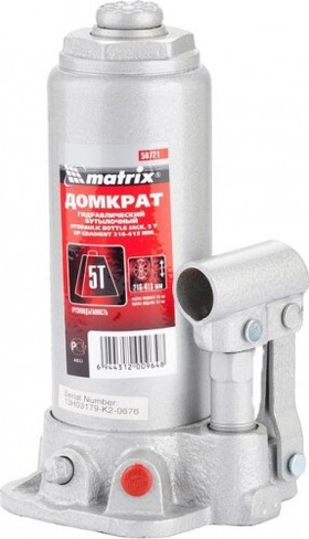 Домкрат бутылочный MATRIX MASTER 5 тонн (216/413 мм) 50721 [50721]