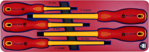 Набор отверток диэлектрических в лотке МАСТАК 5-4005Е 5 предметов [5-4005E]