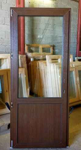 Дверь пластиковая входная левая ламинированная Дуб рустика 2000х850