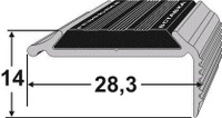 Порог АТПУ-07 28,3х14,0 мм с антискользящей вставкой длина 0,9 м
