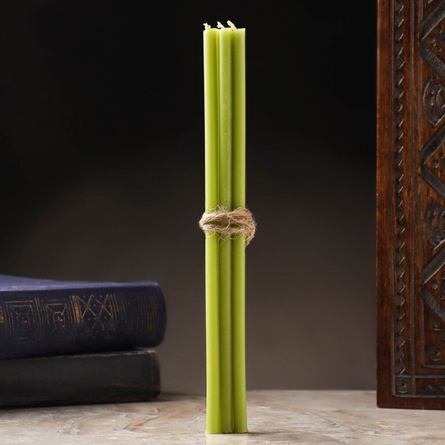 Свечи ритуальные, 15 см, 5 штук, зеленые No brand