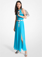 Платье макси из жоржетта со сборками Michael Kors, синий