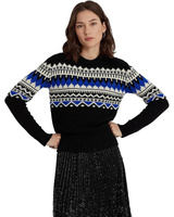 Свитер LAUREN Ralph Lauren Petite Fair Isle Wool-Blend Crewneck Sweater, черный
