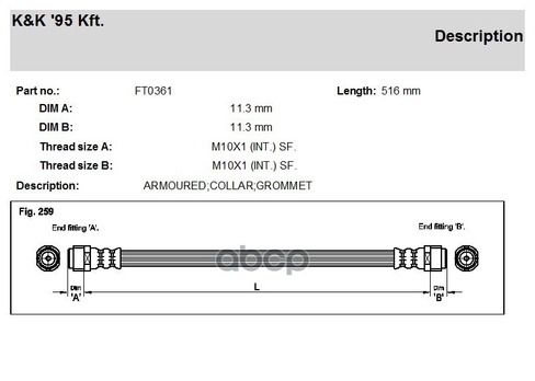 Шланг Тормозной Передн Audi: Q7 3.0 Tdi - 4.2 Fsi Quattro 06- K&K арт. FT0361