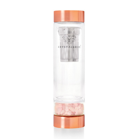 Бутылка с розовым кварцем для воды и чая Crystallove Crystal Collection, оранжевый
