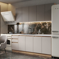 Кухонный гарнитур ника 2000 со столешницей, коричневый софт мдф/бежевый софт мдф No brand