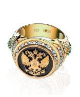 Мужское серебряное кольцо "Герб России" 22 размер