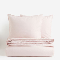 Комплект двуспального постельного белья из смесового льна H&M Home King, светло-розовый