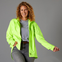 Куртка-дождевик велосипедная видимость по стандартам СИЗ женская салатовая 120 Btwin