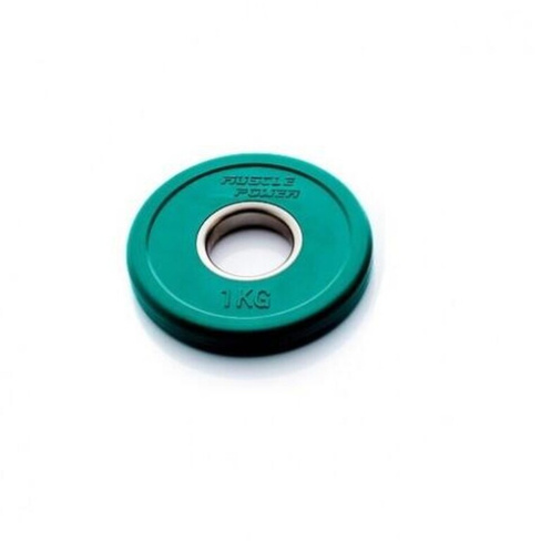 Дробная олимпийская бамперная пластина - весовая пластина - 50 мм - 1 кг MUSCLE POWER, зеленый