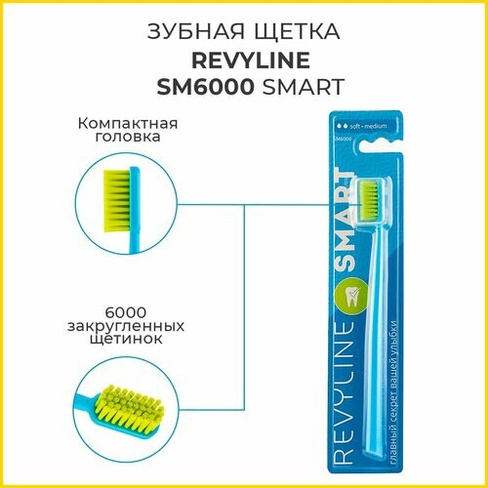 Зубная щетка Revyline Premium SM 6000 Soft-medium, голубая