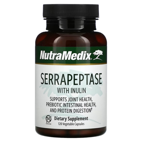 Серрапептаза с инулином NutraMedix 500 мг, 120 растительных капсул
