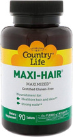 Country Life, Maxi-Hair, добавка для кожи и ногтей, 90 таблеток