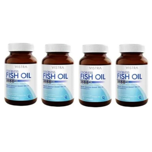 Рыбий жир Vistra Odorless Fish Oil 1000 мг, 4 банки по 75 капсул