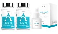 Набор для кожи с акне Dr.Awie Colla Ac + Repair Serum, 2 банки х 30 таблеток + 20 мл
