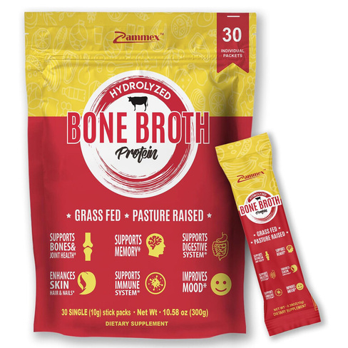 Коллаген Zammex Bone Broth 30 Travel Stick Packets, 300 гр