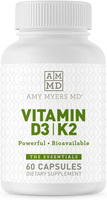 Доктор Эми Майерс Витамин D3 K2 — витамин D3 10 000 МЕ и 45 мкг витамина K2 MK-7 — 60 капсул