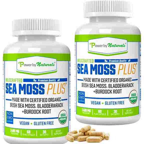 Комплекс с морским мхом Power By Naturals Sea Moss Plus, 2 упаковки по 60 капсул