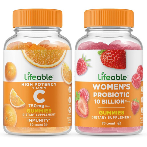Набор витаминов Lifeable Vitamin C 750 mg & Probiotic 10 Billion, 2 предмета, 90 таблеток