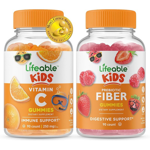 Набор витаминов Lifeable Kids Vitamin C + Prebiotic Fiber, 2 предмета, 90 таблеток