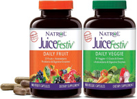 Набор пищевых добавок с экстрактами фруктов и овощей Natrol JuiceFestiv Daily Better Nutrition, 2 банки х 45 капсул
