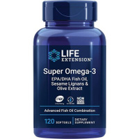 Life Extension Super Omega-3 EPA/DHA с лигнанами кунжута и экстрактом оливы, 120 мягких таблеток