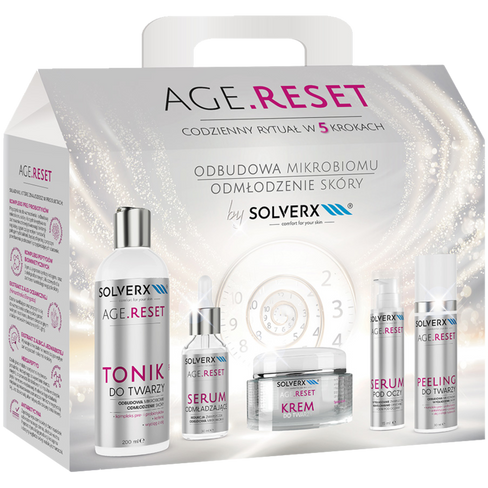 Solverx Age Reset набор: крем для лица, 50 мл + омолаживающая сыворотка для лица, 30 мл + сыворотка для глаз, 15 мл + ск