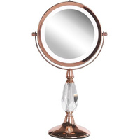 Косметическое зеркало со светодиодной подсветкой ø 18 см розовое золото MAURY, Beliani, розовый