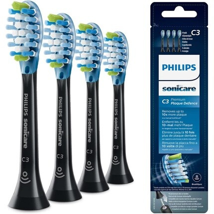 Philips Sonicare Original C3 Premium Plaque Defense Standard Sonic насадки для зубных щеток, 4 шт. в упаковке, черные, м