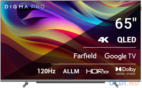 Телевизор QLED Digma Pro 65" QLED 65L Google TV Frameless черный/серебристый 4K Ultra HD 120Hz HSR DVB-T DVB-T2 DVB-C DV