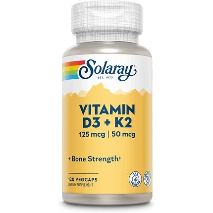 Витамин D-3 + K-2 Усвоение кальция Прочность костей Поддержка сердечно-сосудистой и иммунной функций 120 штук, Solaray
