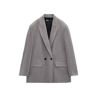 Пиджак двубортный объемный Zara, серый
