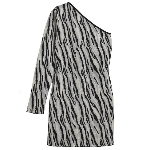 Платье H&M One Shoulder Bodycon, серый/черный