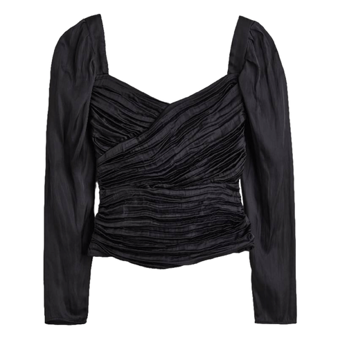 Блузка H&M Draped satin, черный