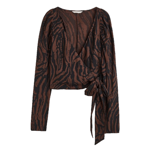 Блузка H&M Jacquard-weave, коричневый с узором
